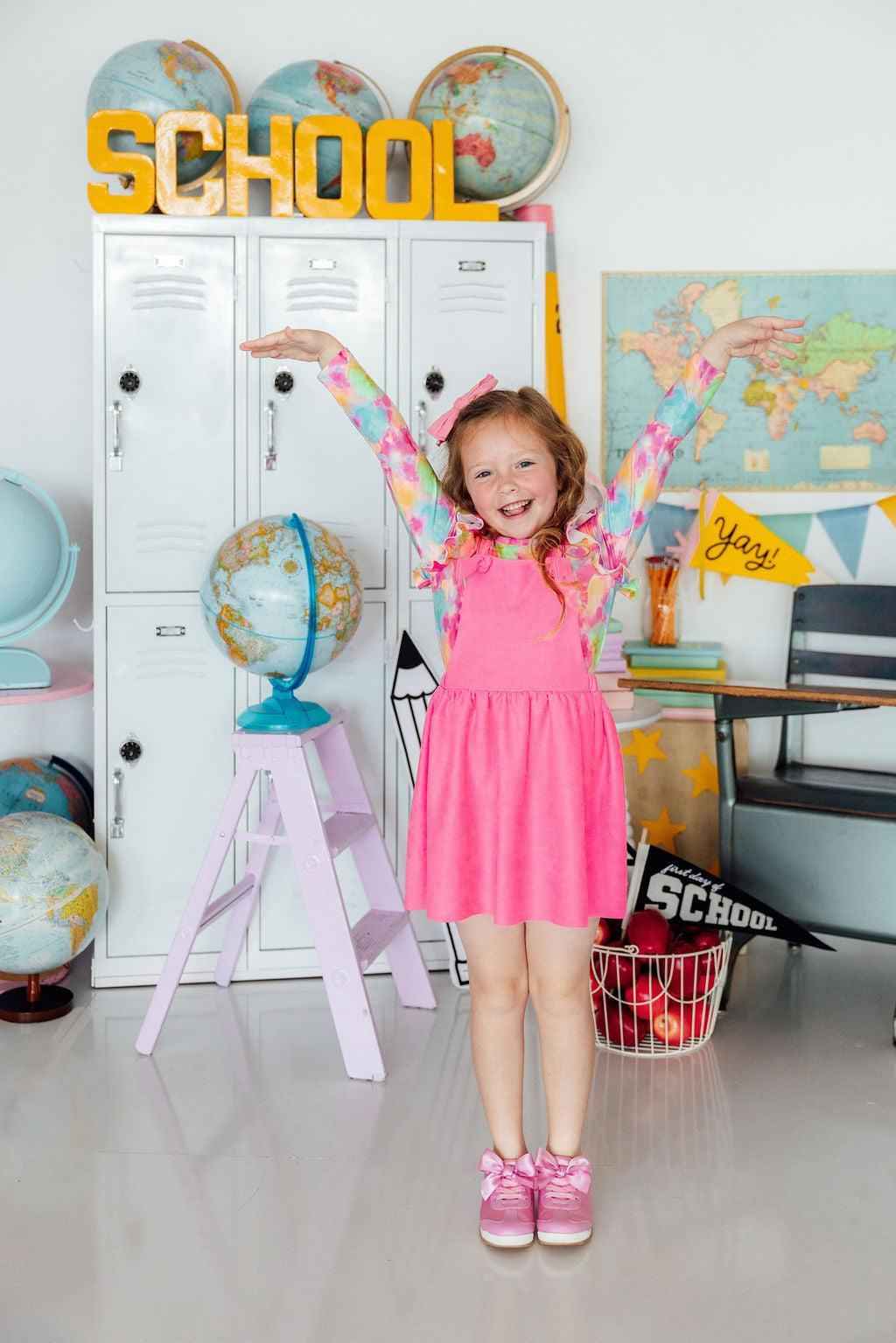 Neon Pink Faux Suede Pinafore