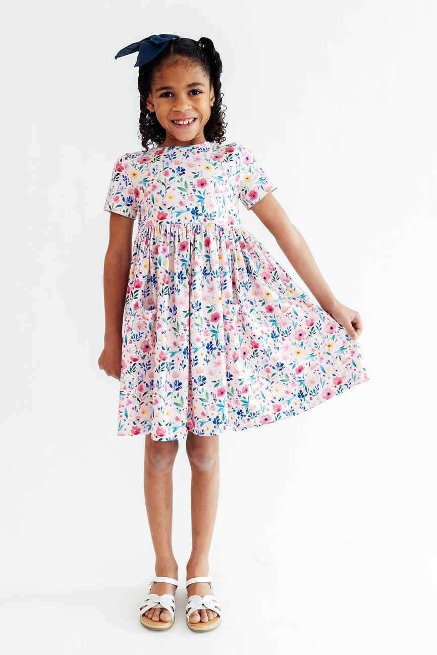 Morning Meadows S/S Pocket Twirl Dress - Meera's Mini Mavericks