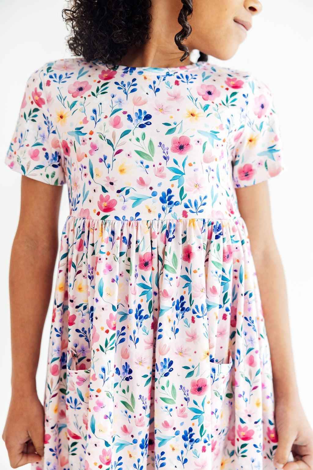 Morning Meadows S/S Pocket Twirl Dress - Meera's Mini Mavericks