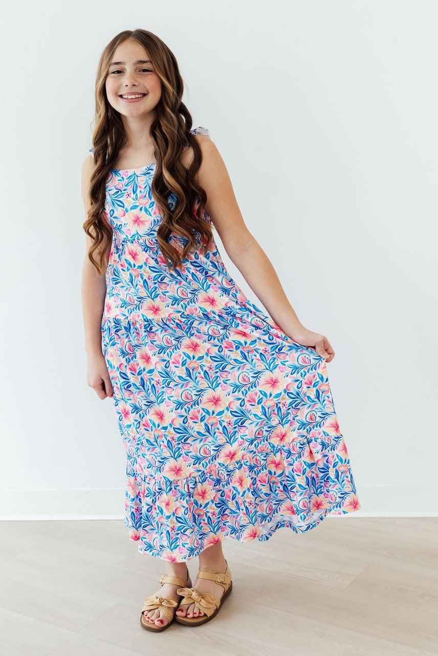 Watercolor Floral Ruffle Maxi Dress - Meera's Mini Mavericks