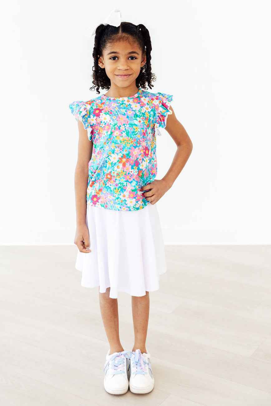 Preppy Floral S/S Ruffle Tee - Meera's Mini Mavericks