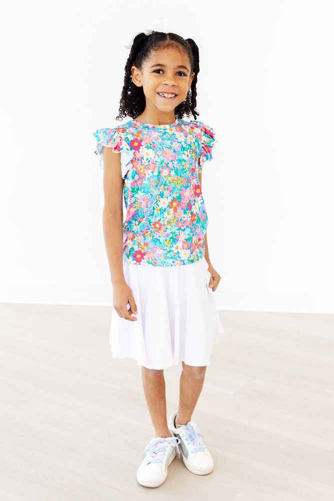 Preppy Floral S/S Ruffle Tee - Meera's Mini Mavericks