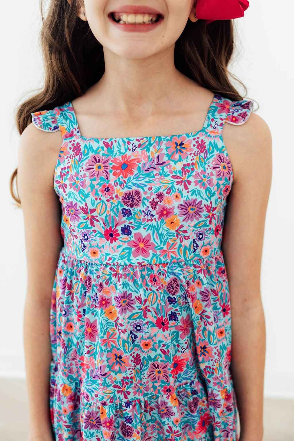 Tropical Garden Ruffle Maxi Dress
