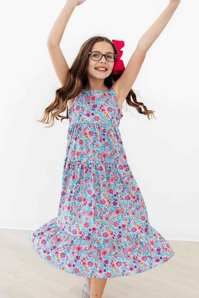 Tropical Garden Ruffle Maxi Dress