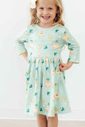 Lucky Duck 3/4 Sleeve Pocket Twirl Dress