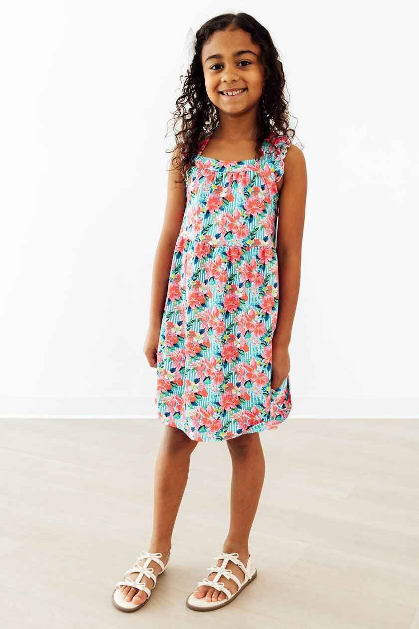 Petals in Paradise Ruffle Cross Back Dress