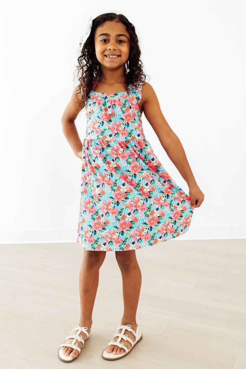 Petals in Paradise Ruffle Cross Back Dress