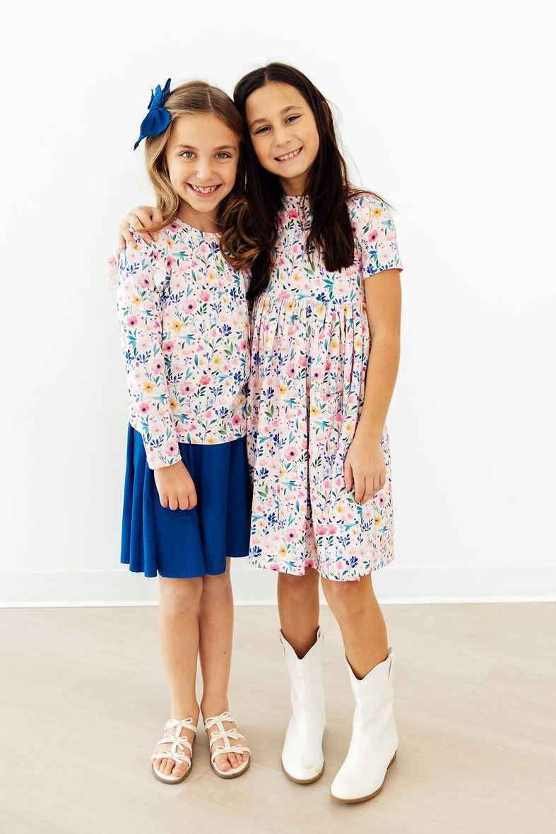 Morning Meadows S/S Pocket Twirl Dress - Meera's Mini Mavericks