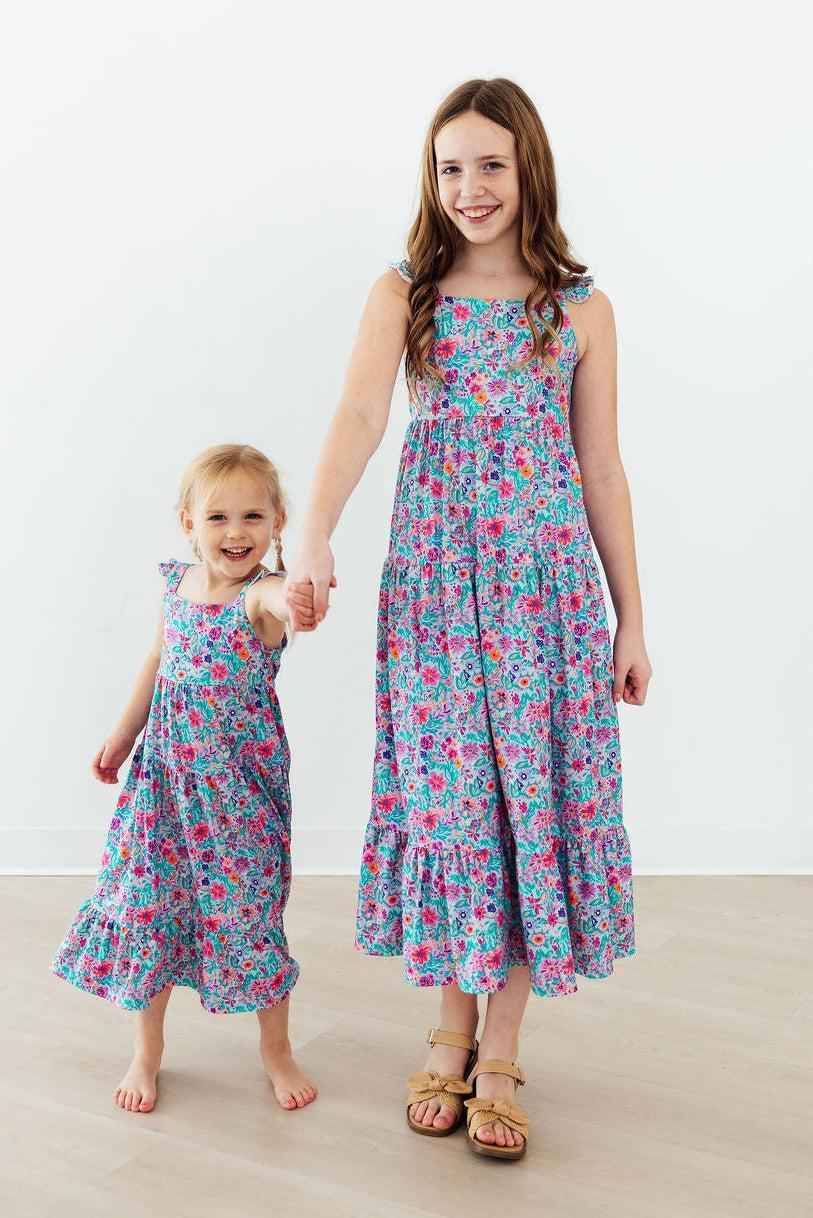 Tropical Garden Ruffle Maxi Dress