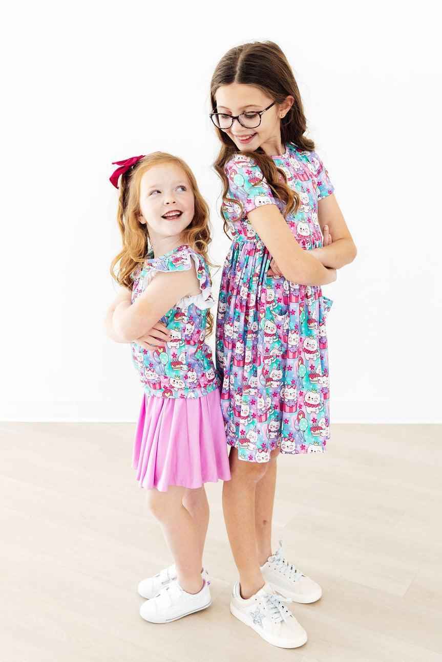 Time to Purr-ty S/S Pocket Twirl Dress