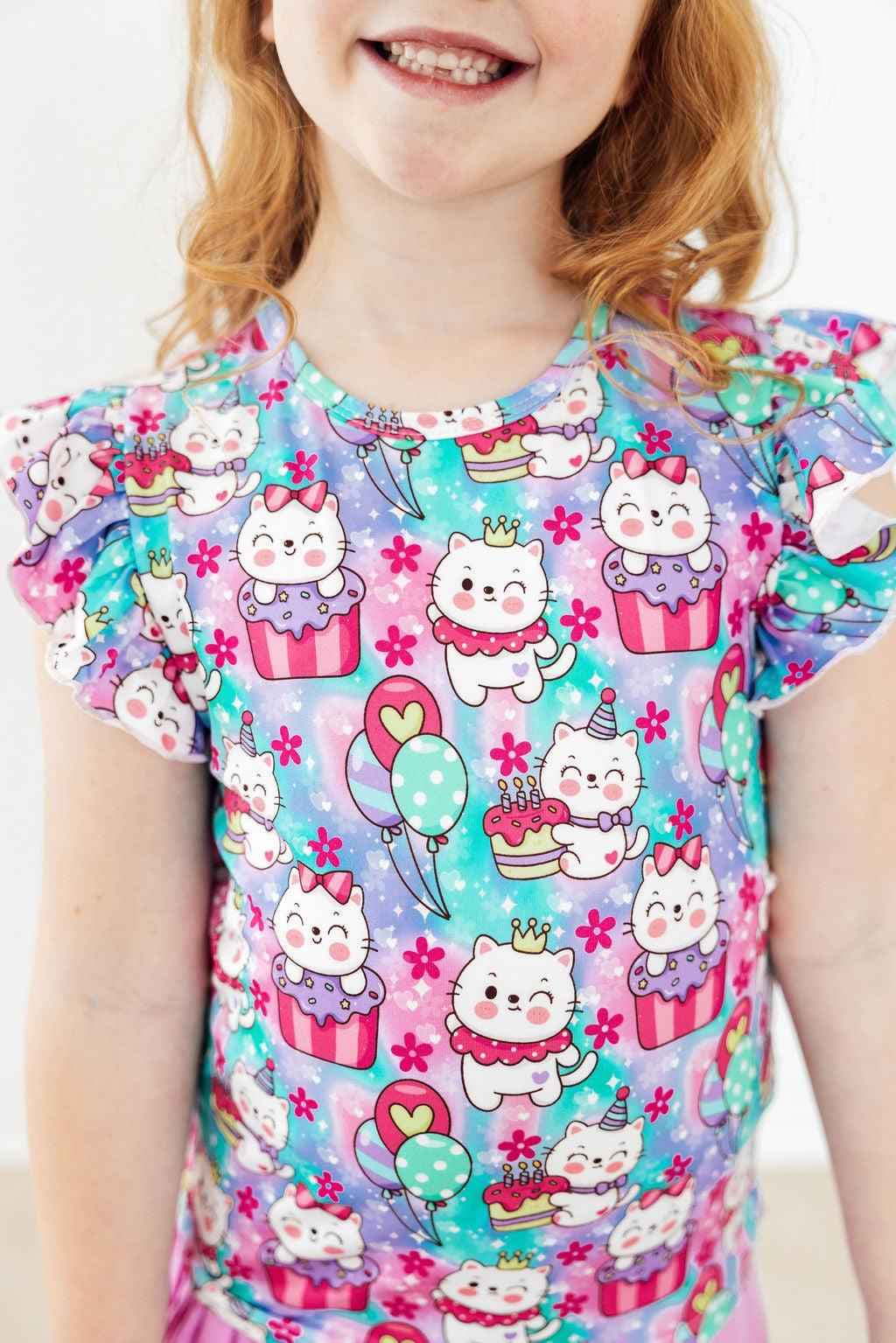 Time To Purr-ty S/S Ruffle Tee