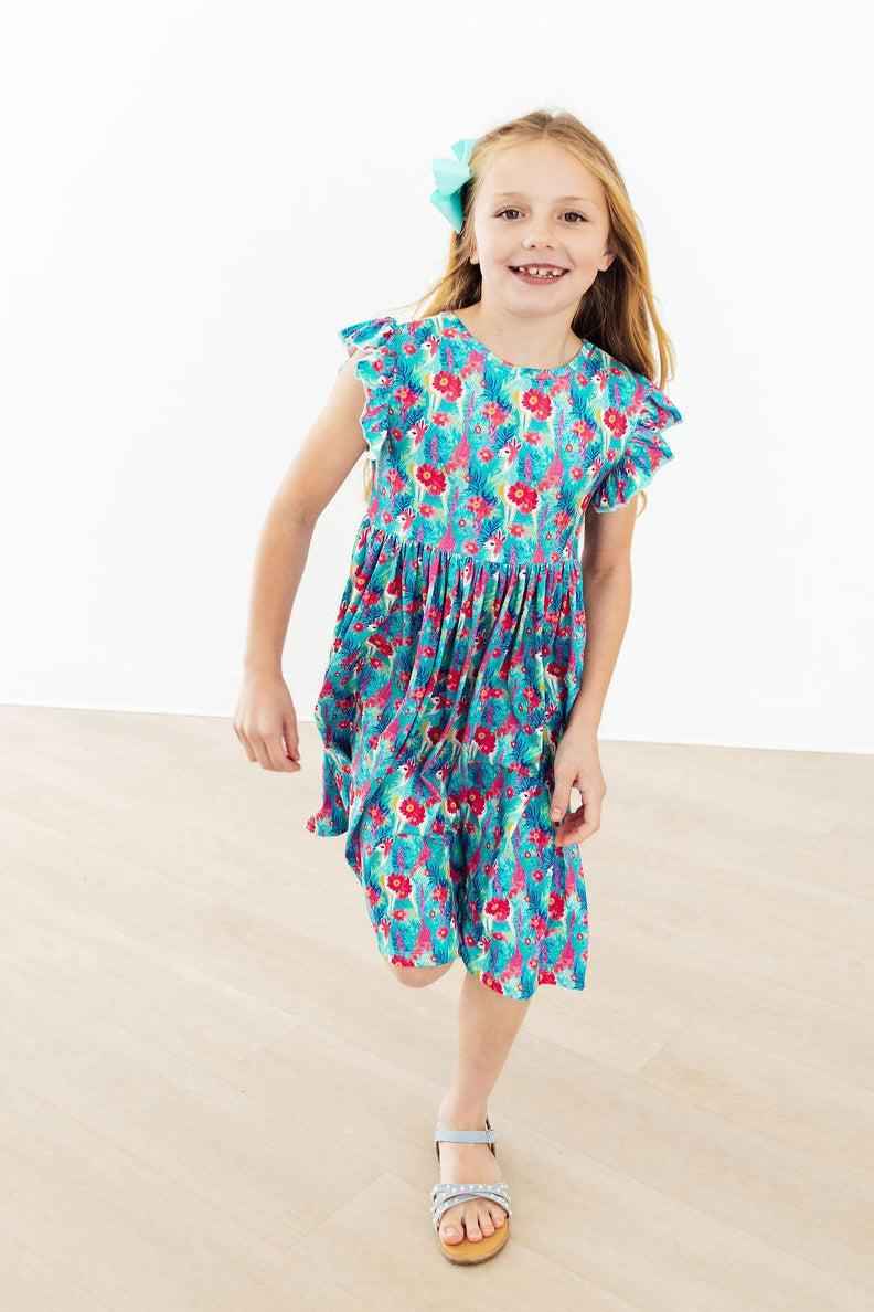 Lovely Llamas Flutter Sleeve Twirl Dress