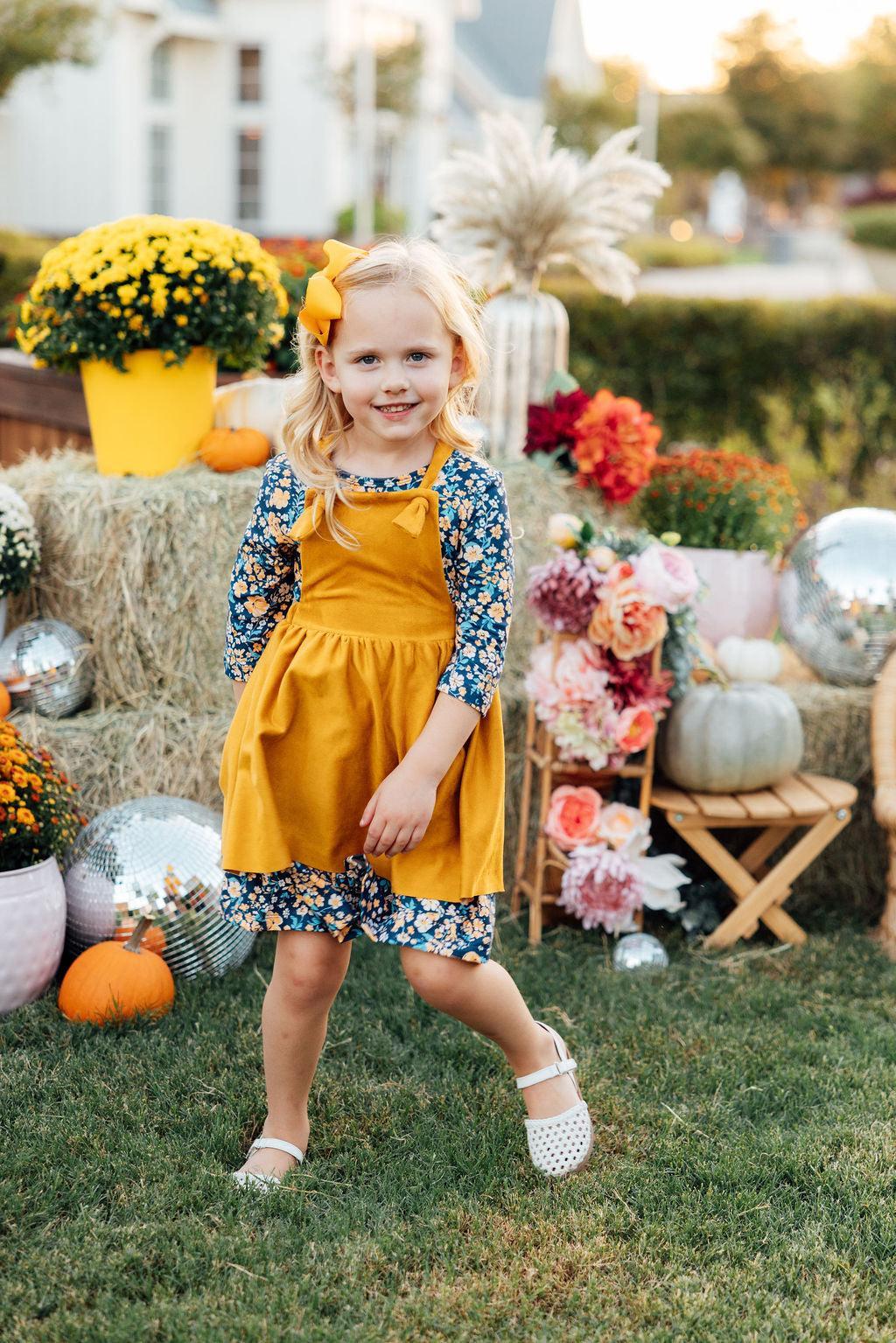 Marigold Moon 3/4 Sleeve Pocket Twirl Dress